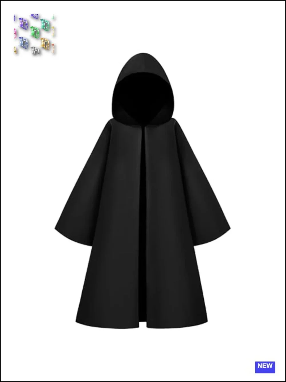 Kids Black Knight Hooded Cloak Costume Halloween Cosplay Robe